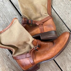 FRYE Canvas and Leather Boots